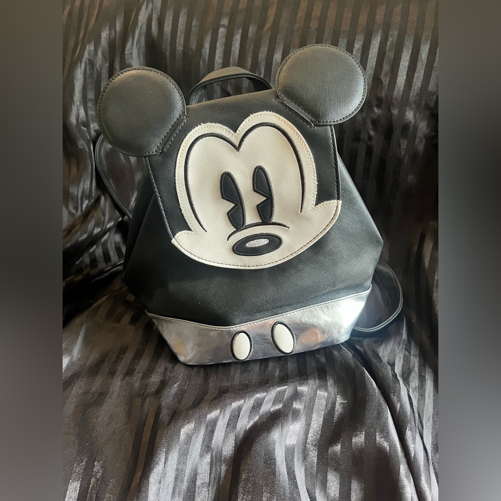 Mickey Mouse Black and Silver Backpack with Ears